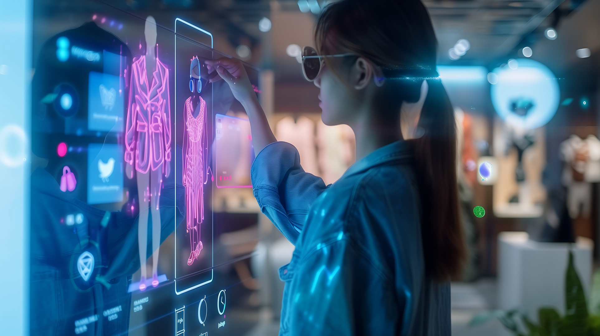 Tendencias del retail para 2025_mujer usando tecnologia en la tienda