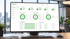 "store compliance dashboard with every indicator green